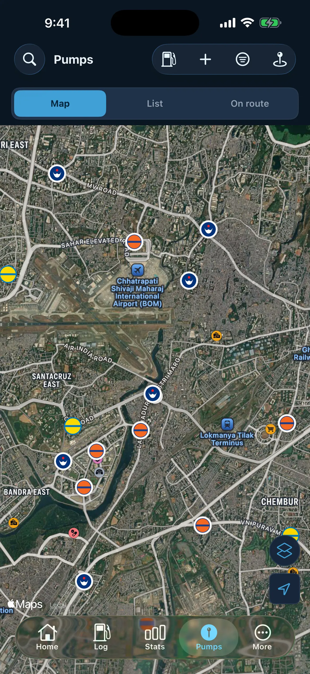 Pumps — fuel stations on a live map